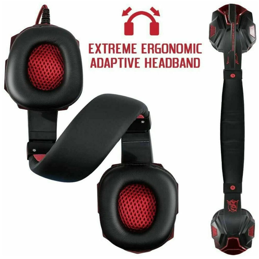 3.5mm Gaming Headset with Mic LED Stereo Bass Headphones for PC PS4 Xbox One