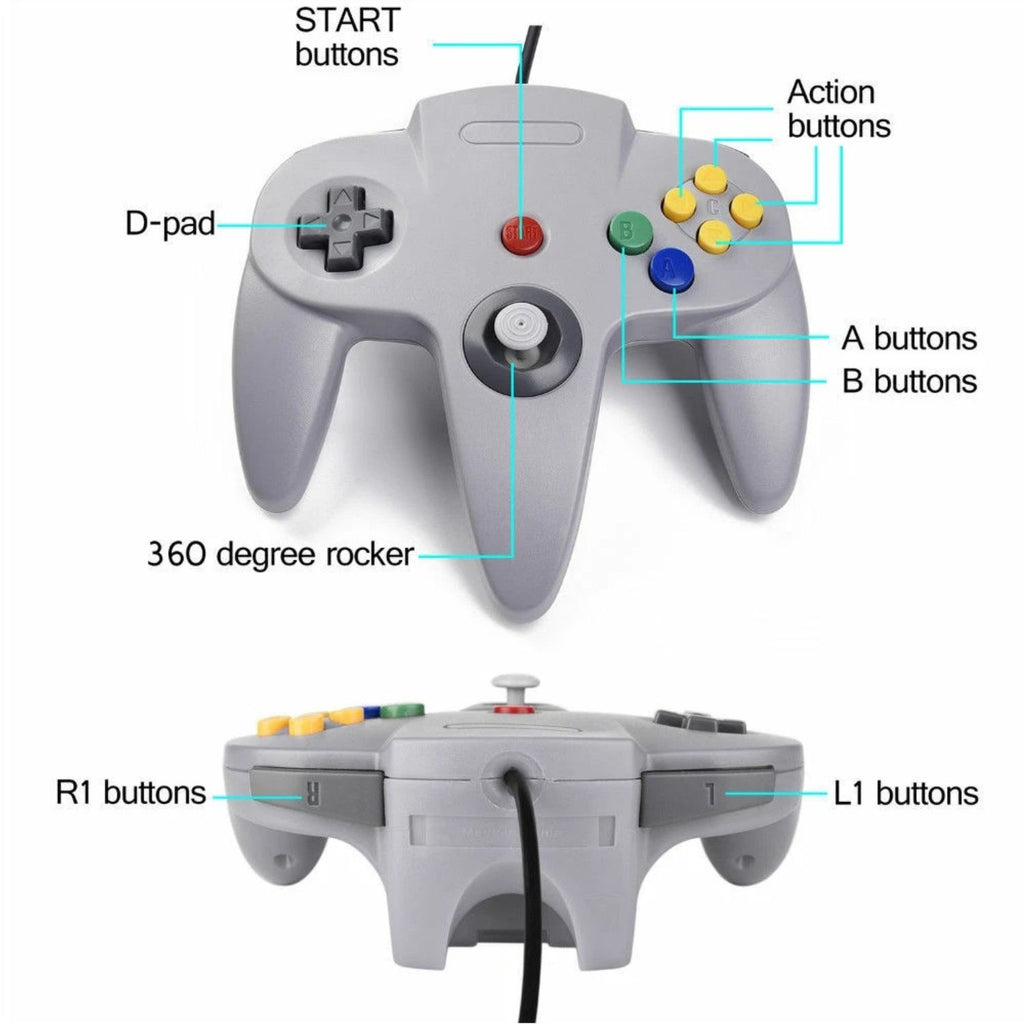 Wired Controller for Nintendo 64 N64 Console Classic Joystick Gamepad