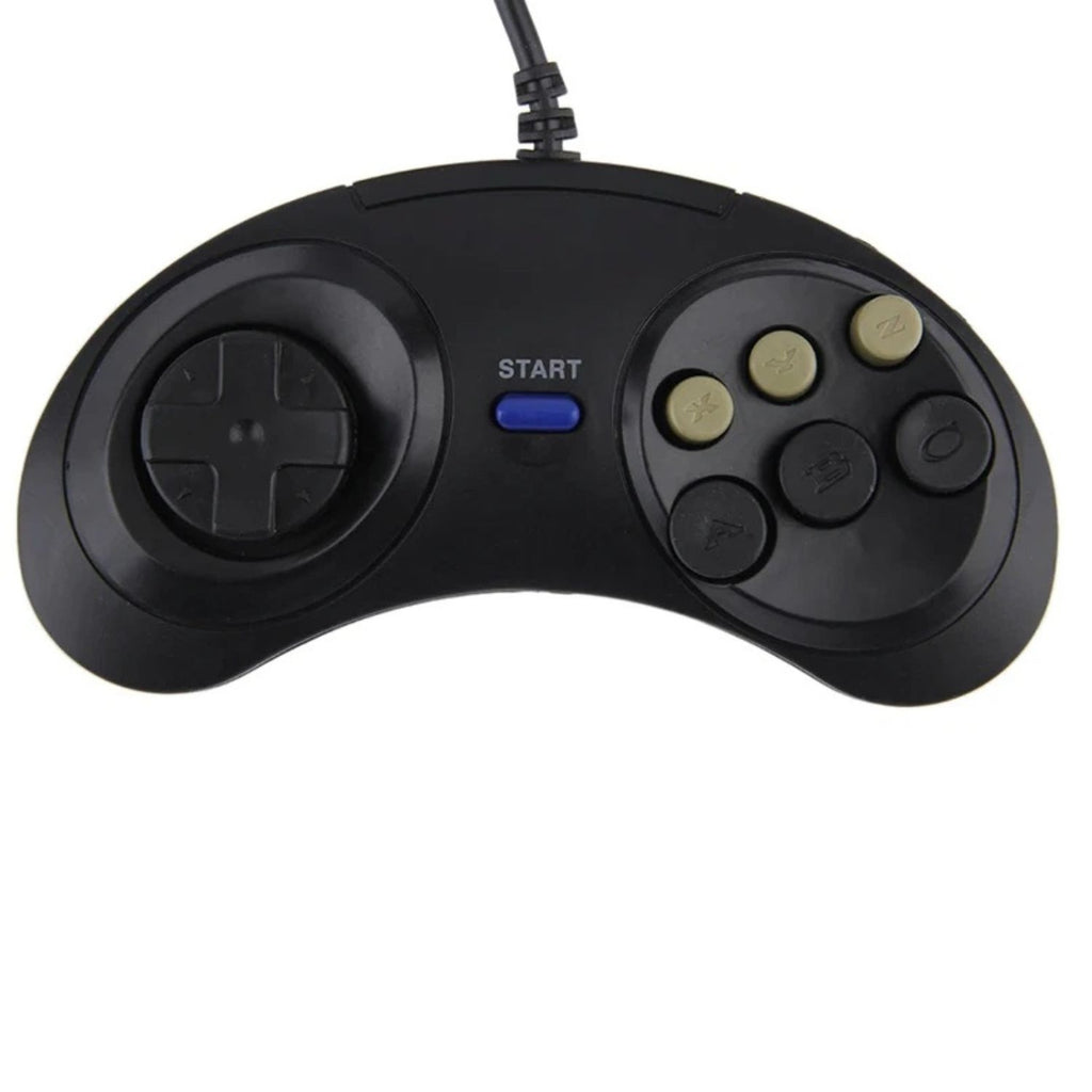 6 Button Controller for SEGA Genesis Classic Wired Gamepad Black Pack of 2