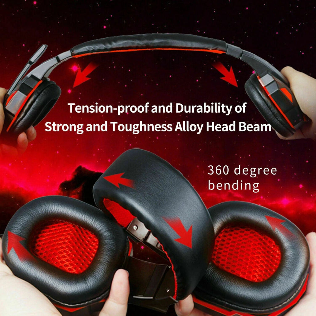3.5mm Gaming Headset with Mic LED Stereo Bass Headphones for PC PS4 Xbox One