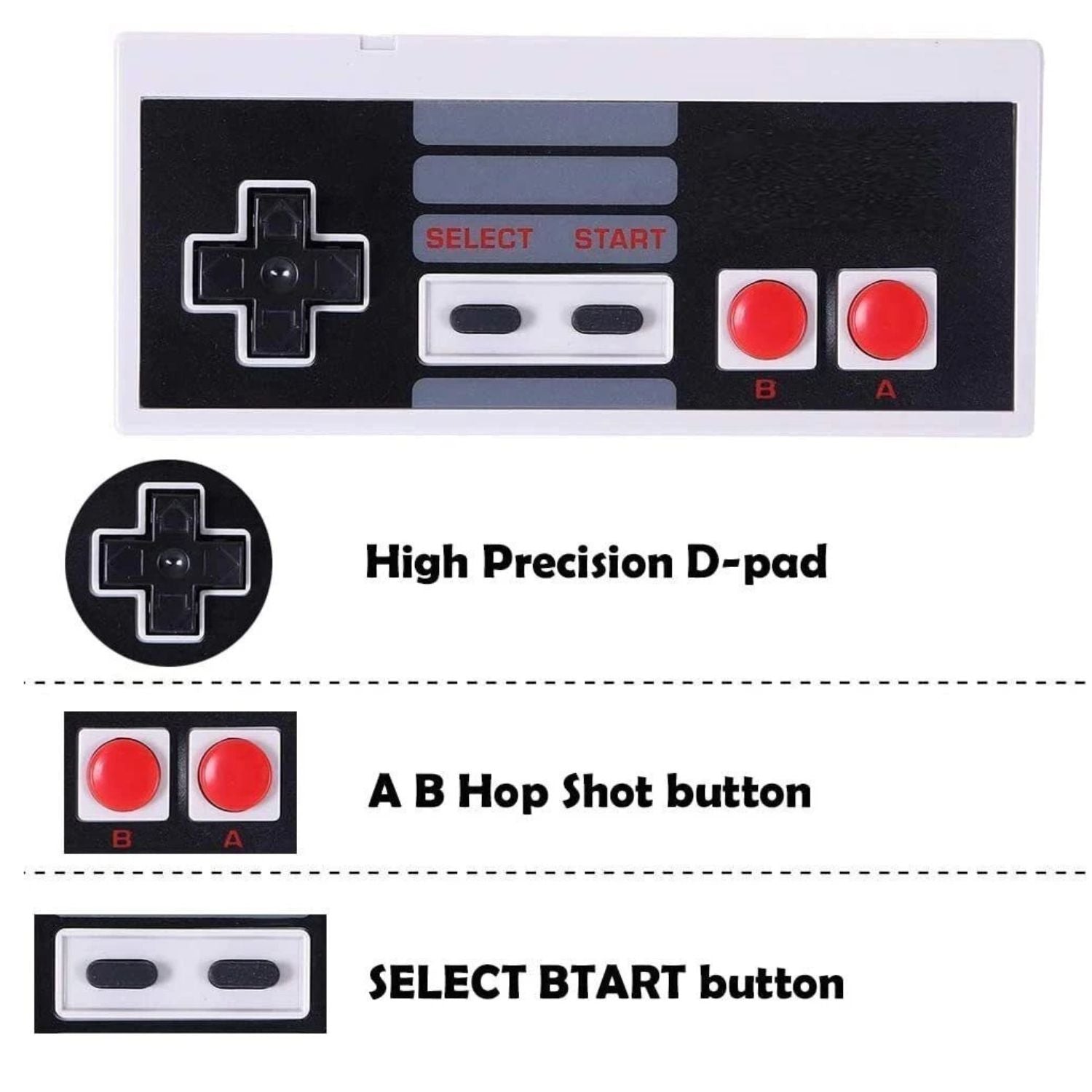 Wired Controller for NES-004 Original Nintendo NES Console Gamepad Pack of 2