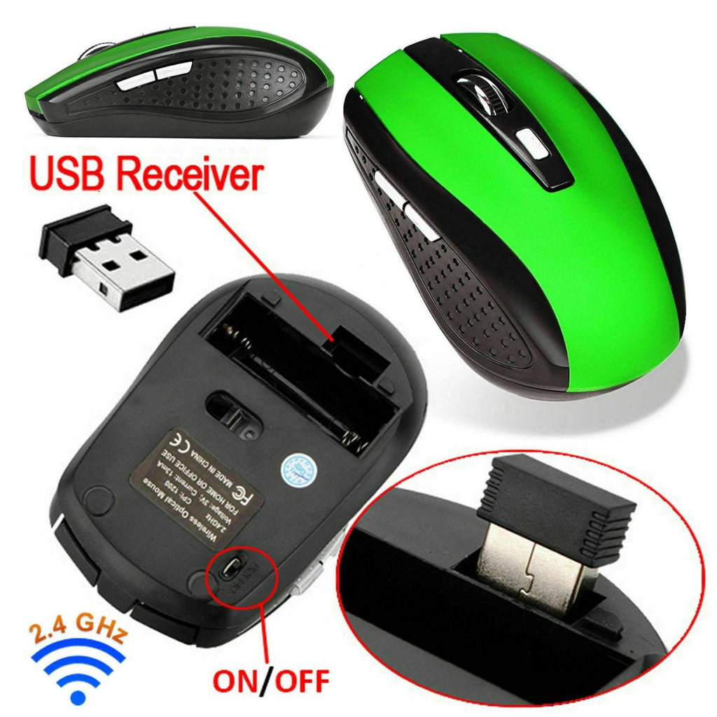 2.4GHz Wireless Optical Mouse with USB Receiver for PC Laptop Adjustable DPI
