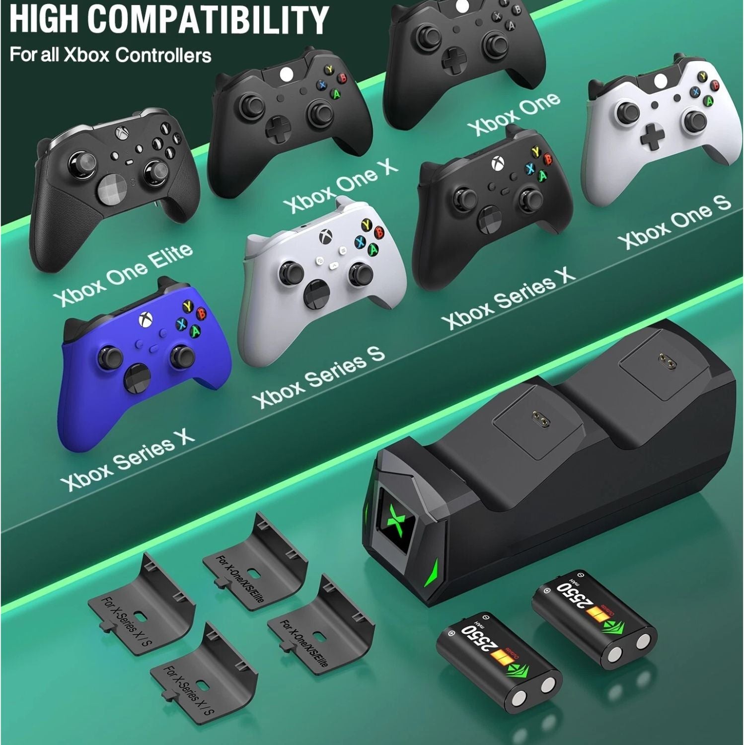 Fast Charging Station Dock with Rechargeable Battery for Xbox Series X S Controller