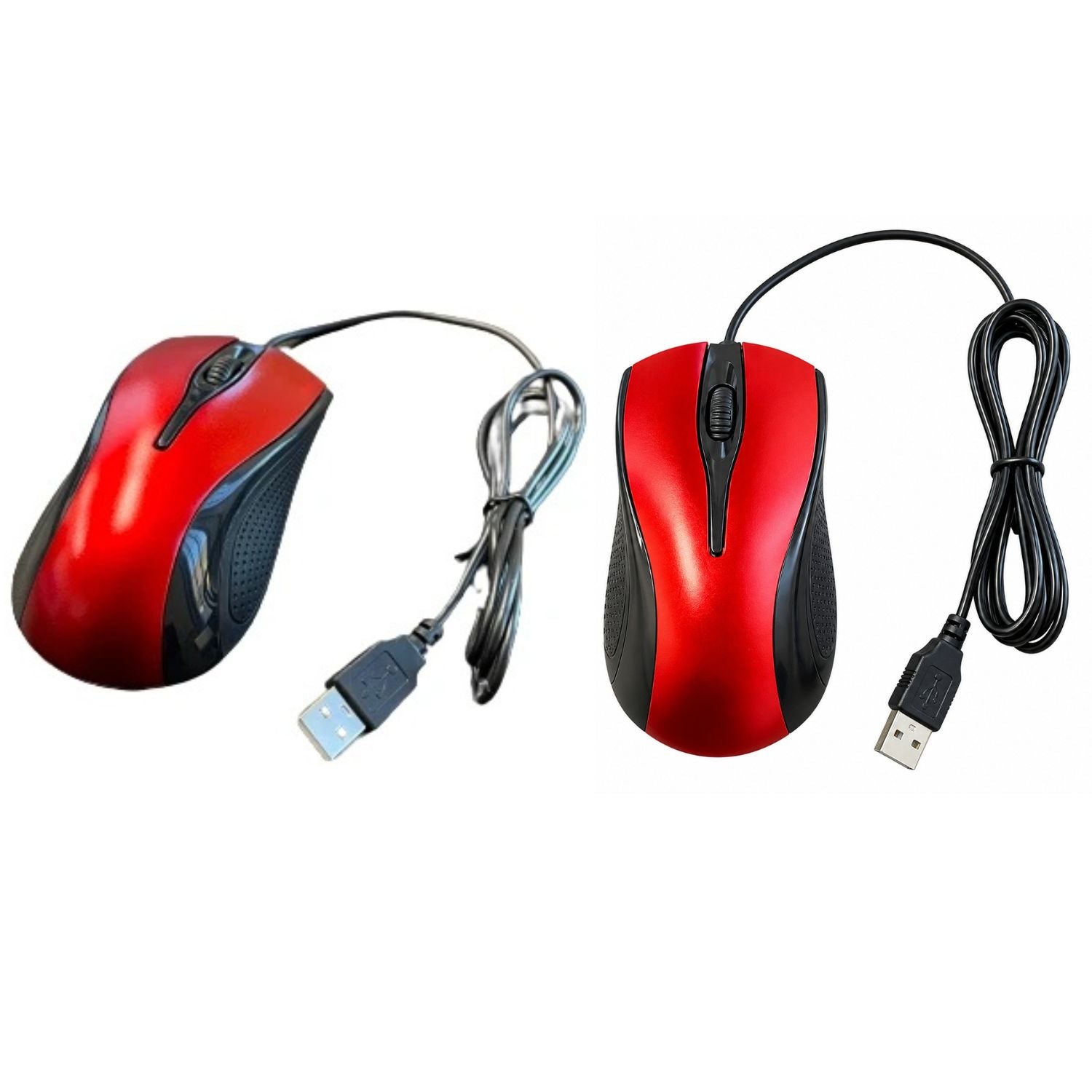 USB 2.0 Wired Optical Mouse with Scroll Wheel for PC Laptop Desktop Red