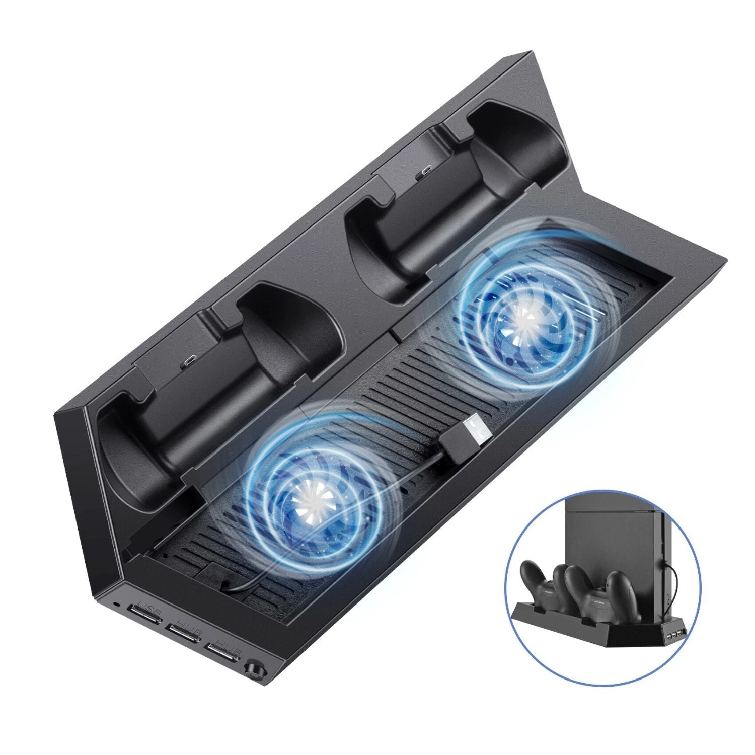 PS4 Cooling Station Vertical Stand with Dual Controller Charging Dock