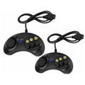 6 Button Controller for SEGA Genesis Classic Wired Gamepad Black Pack of 2