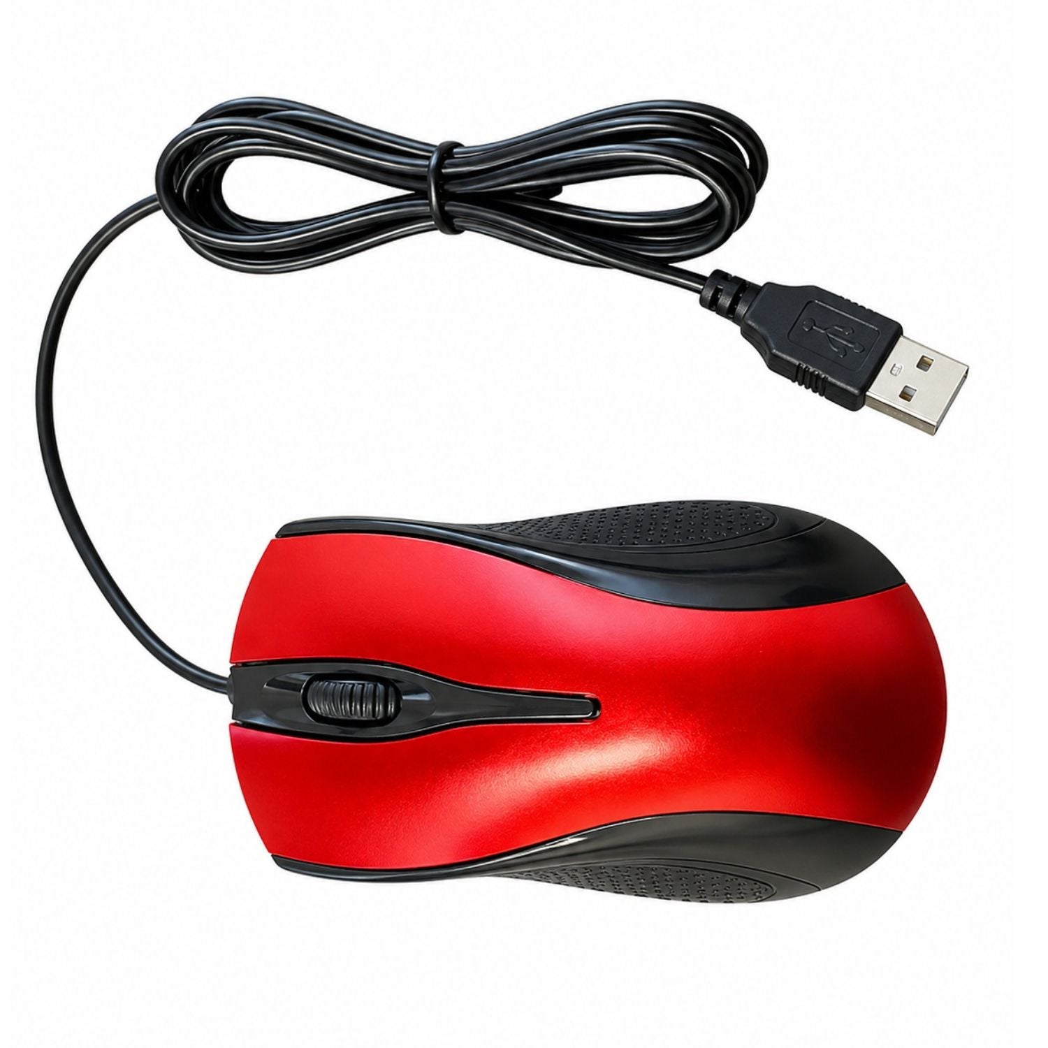 USB 2.0 Wired Optical Mouse with Scroll Wheel for PC Laptop Desktop Red