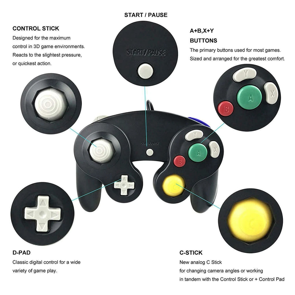Pack of 2 Wired NGC Controller for Nintendo GameCube and Wii U