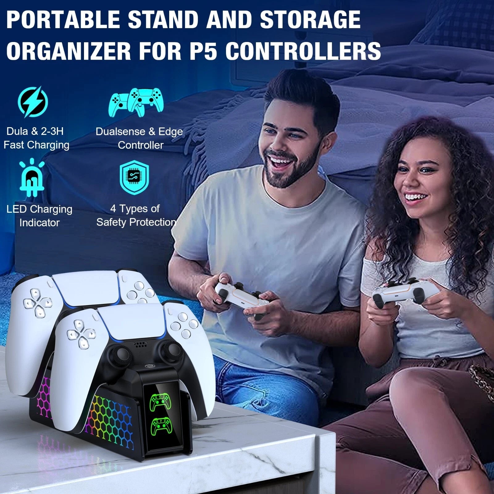Wireless PS5 Controller Charging Station USB Charger Dock for DualSense PlayStation 5