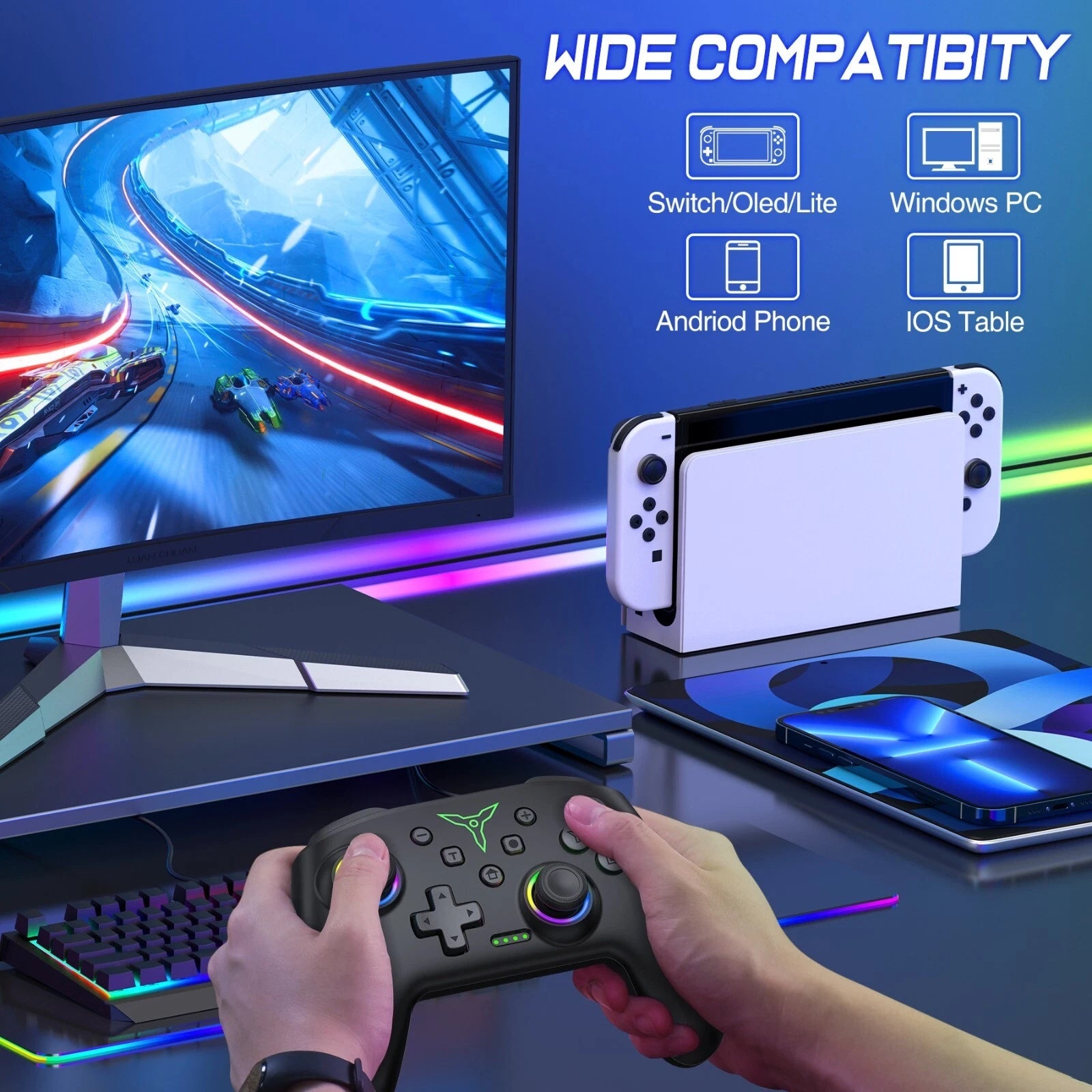 Pro Wireless Game Controller for Nintendo Switch OLED Bluetooth Gamepad