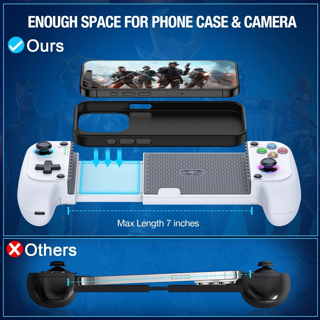Mobile Gaming Controller for iPhone Android iOS Phone Controller with Case Support