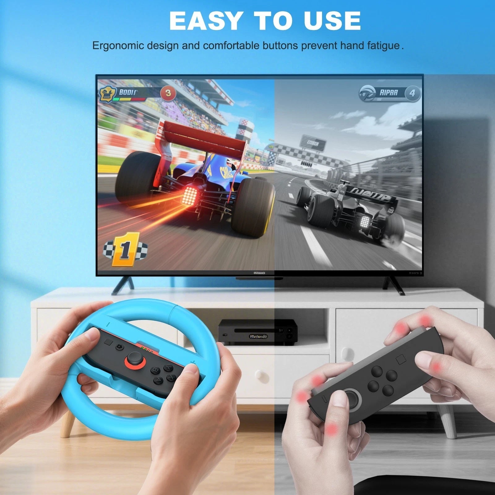 Pack of 2 Steering Wheel for Nintendo Switch Joy Con Racing Wheel Grip Controllers