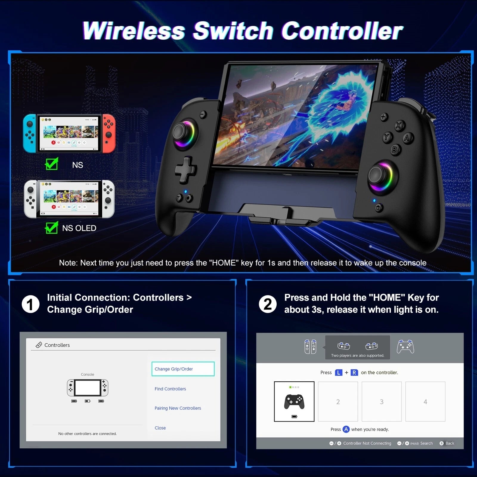 Wireless Joy Con Controller for Nintendo Switch OLED Handheld Gamepad