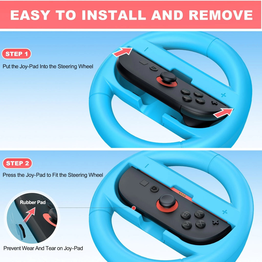 Pack of 2 Steering Wheel for Nintendo Switch Joy Con Racing Wheel Grip Controllers
