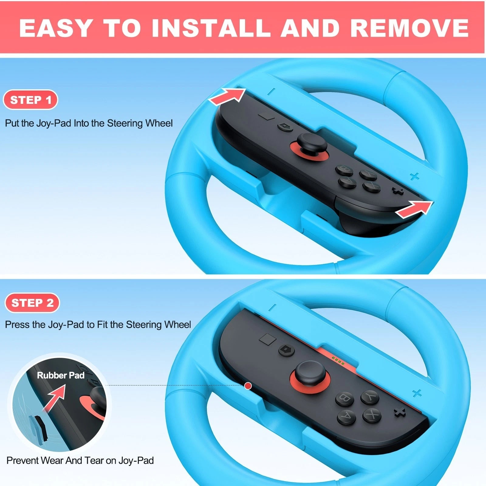 Pack of 2 Steering Wheel for Nintendo Switch Joy Con Racing Wheel Grip Controllers