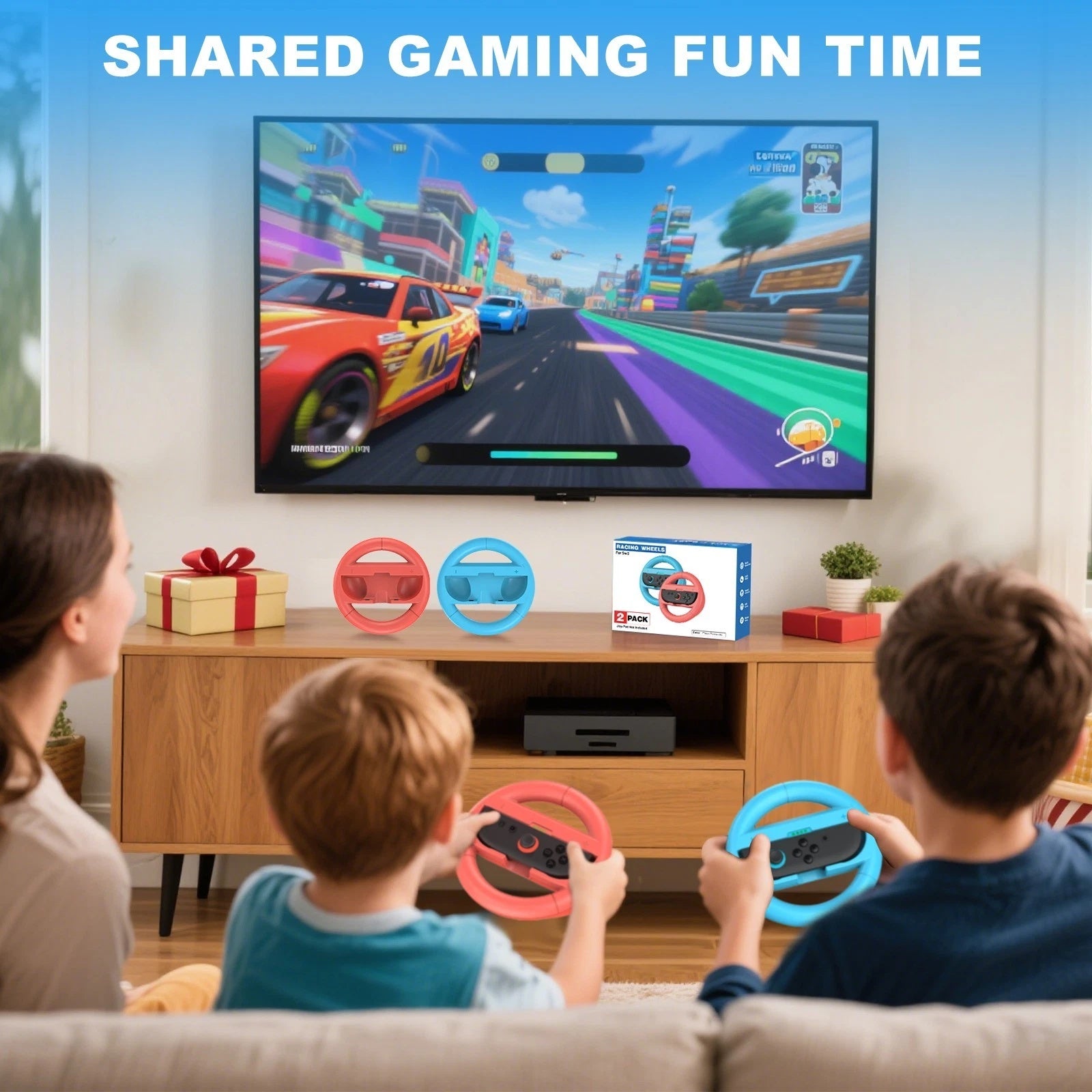 Pack of 2 Steering Wheel for Nintendo Switch Joy Con Racing Wheel Grip Controllers