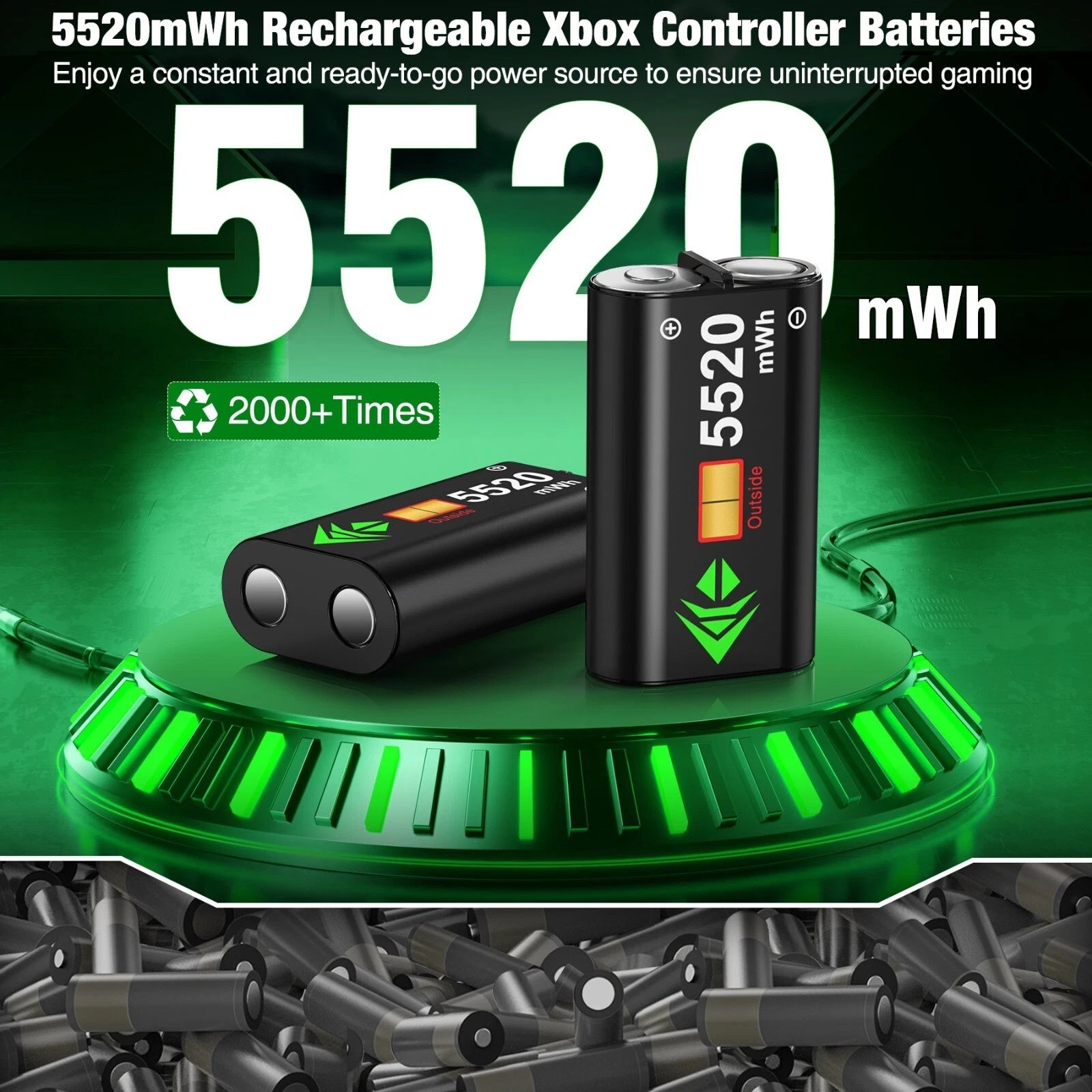 Rechargeable Battery Pack with Fast Charging Dock for Xbox Series X S Controller